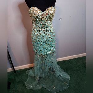 Panoply Size 6 Aqua Sparkly Mermaid Dress